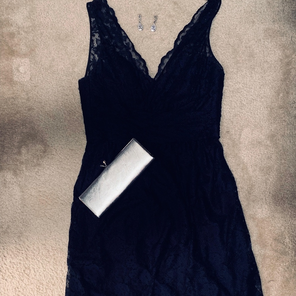 Navy Lace Amsale Dress Size 12
